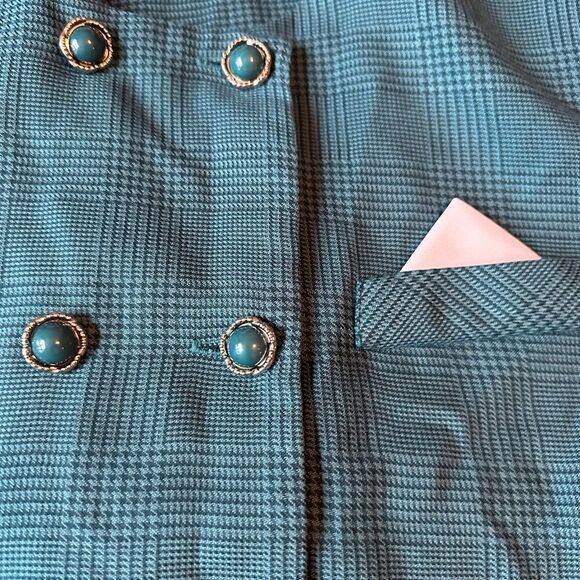 Vintage 90s good Times table blazer with faux handkerchief size 10- houndstooth - Picture 2 of 3